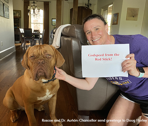 Roscoe and Dr, Aunon-Chancellor send greetings to Doug Hurley